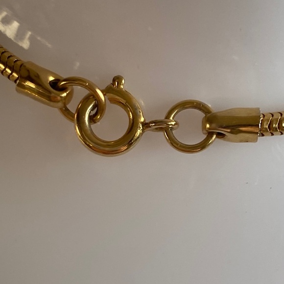 Vintage Gold Floral Enamel Necklace with Pink and Green Accents - Picture 3 of 5